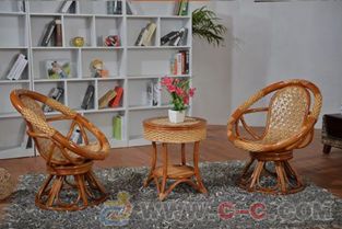 佛山藤格格 藤椅茶幾三件套旋轉椅子天然真藤休閑椅組合陽臺藤桌椅五件特價